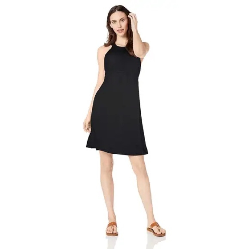 Prana Calexico Black Racerback Flare Dress Tennis Pickleball Hike Camping